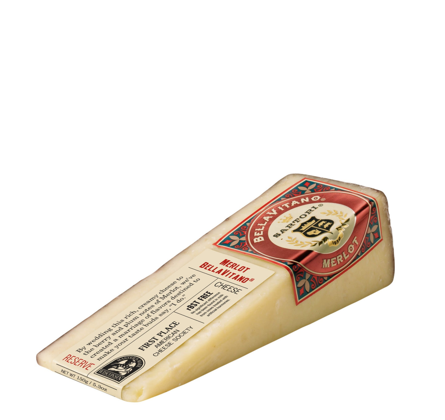 BellaVitano Merlot starts life as BellaVitano Gold, a cheese inspired by Italian farmstead traditions. It is then treated to a long soak in a bath of rich, fruity merlot. The dense texture and full, smooth flavour of this cheese are given another dimension by the berry and plum notes of the wine. Please contact one of o