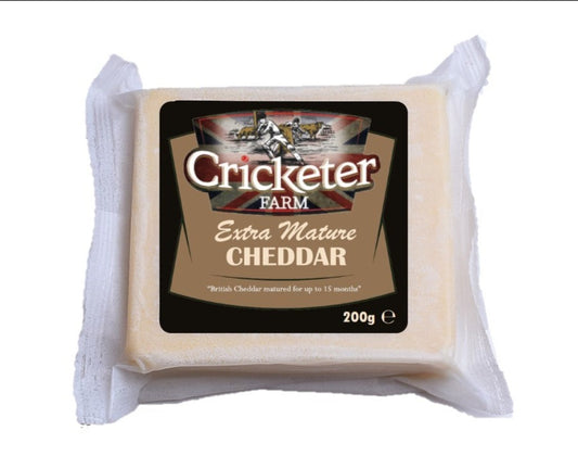 Today the cheddar that carries the Cricketer name to the future is rich and resonant in flavour, with a lingering, balanced maturity of flavour of which the founders would be proud.  This cheddar is aged for up to 15 months to increase complexity and depth. The result is a strong, fruity cheddar with a long, dense palate and plenty of flavour.