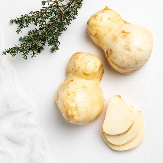 That's Amore smoked scamorza (affumicata) This cheese is stretched in the same way as many other fresh cheeses, but scamorza is then ripened for two weeks and therefore develops a texture that is firmer than fresh mozzarella. Smoked scamorza (affumicata) is made by smoking the cheese over flaming straw for around 10 to 15 minutes. This cheese is most often sliced or grated for cooking purposes.