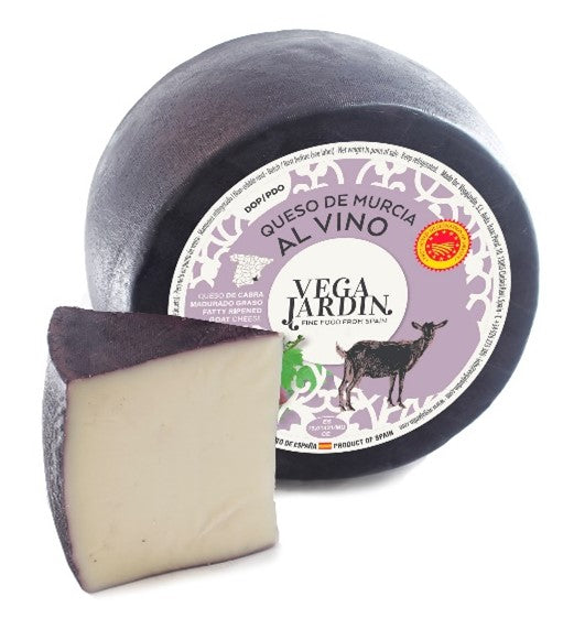 The fresh cheese has a pure white interior. It has a slightly acidic flavour and takes on some of the natural herbal notes of the native grazed plants. Murcia Al Vino is washed for varying amounts of time in local strong Jumilla red wine. The porous rind takes on a deep burgundy colour as the spongy interior absorbs the fruitiness and spicy notes of the wine.